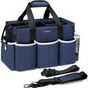 Ytonet Wearable Cleaning Caddy Bag, Large Cleaning Supplies Organizer with 4 Foldable Dividers, Kitchen Caddy Organizer with Handle & Adjustable Shoulder Straps for Cleaners & Housekeeper, Blue