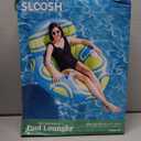 Sloosh Inflatable Pool Float Lounger - River Tube Floating Chair Sofa with Big Backrest, Blow Up Floaties Lake Raft Lounge with Mesh Bottom Handle Cup Holder Pool Party Toys for Adults (Blue Yellow)