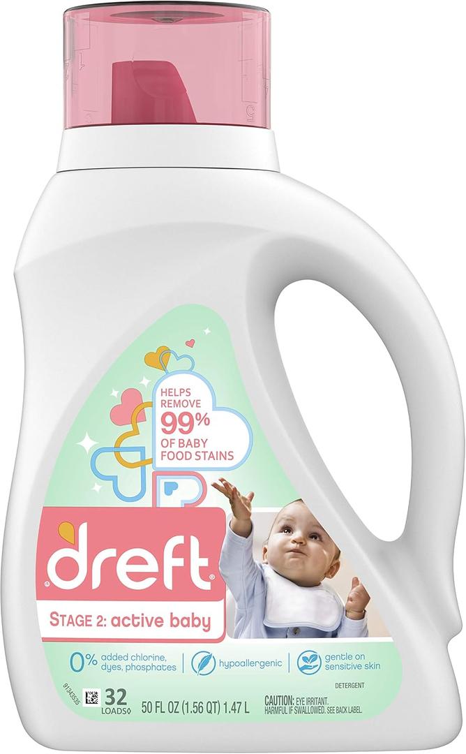 Dreft Stage 2: Active Baby Liquid Laundry Detergent, 32 Loads 46 fl oz