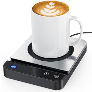 Mug Warmer,Coffee Mug Warmer with 3-Temp Settings,304 Stainless Steel Coffee Warmer with Digital Display, 2-12H Timer Setting Mug Warmer for Desk, Coffee Cup Warmer As Ideal Gift for Coffee Lovers (Silver)