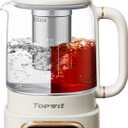 Topwit Electric Tea Kettle, 11 Temperature Control & 4 Presets Glass Kettle with Removable Infuser, 0.8L Electric Kettle for Coffee, Formula, Tea Maker with 8H Keep Warm, Boil-dry Protect, Beige