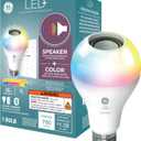 GE LED+ A21 LED Light Bulb, Indoor Color Changing Wireless Blutooth Speaker Light with Remote, 9W, Multicolor and Soft White (1 Pack) (Indoor Soft White + Multicolor)