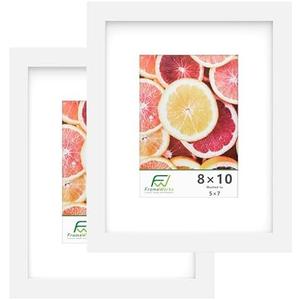 FrameWorks 1 Pack, 8x10 Matted to 5x7 Picture Frame, White – Classic Wooden Photo Frame with Tempered Glass, Modern Matte Finish for Prints, Posters, Certificates & Wall Decor – Gallery-Ready