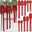 Janinka 12 Pcs 3 Sizes Red Velvet Bows Christmas Tree Ornaments Vintage Christmas Ribbon Bow for Tree Garland Rustic Wreath Indoor Xmas Decoration