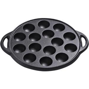 Cast Iron Pancake Pan, Non-Stick Takoyaki Pan with 15 Holes, Escargot Plate for Snails and Meatballs, Poffertjes Dutch Pancake Pan Takoyaki Maker for Home Kitchen(SIZE:Pan Only)