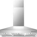 36 inch Range Hood, Wall Mounted Vent Hood in Stainless Steel, Ducted/Ductless Kitchen Hood w/Push Button Control, 3 Speed Exhaust Fan, 3 Pcs Baffle Filters, Energy Saving LED Light