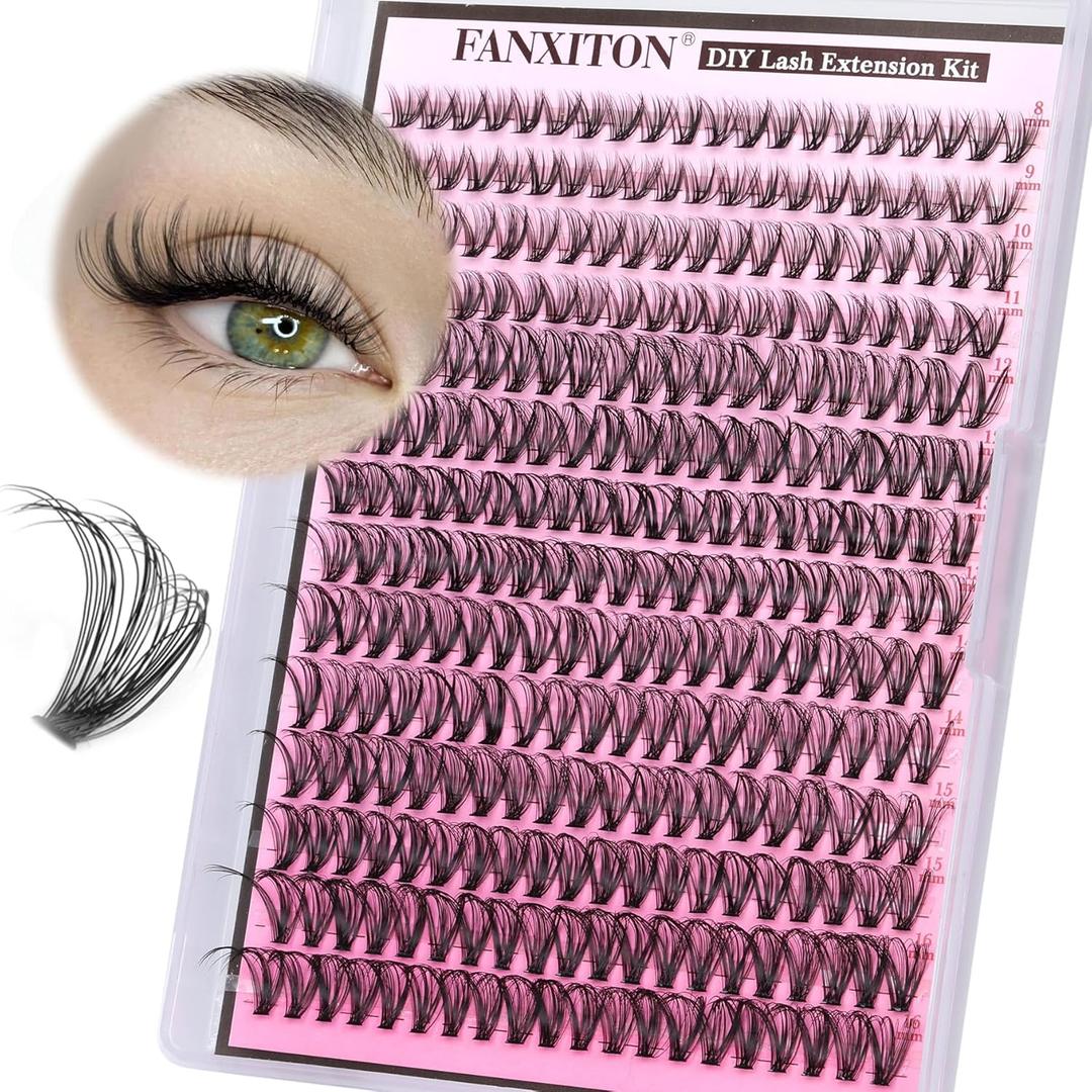 FANXITON Lash Clusters 280 Pcs Wispy Lash Clusters D 8-16 MM Natural Eyelash Clusters 30D Individual Eyelash DIY Lash Extensions at Home (30D)