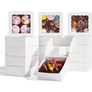100 Pcs 5x5x2 Inch Truffle Boxes Pastry Gift Boxes Bakery Boxes Cookies Boxes Soap Dount Box Chocolate Covered Strawberries Boxes Browine Cake Treat Box for Party Favors
