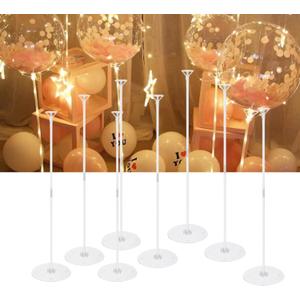 Tabletop Balloon Stand Kits, 27.5Inches 8 Pack Acrylic Balloon Sticks Holder with Base Table Top Centerpieces for Birthday Wedding Baby Shower Anniversary Party Decorations