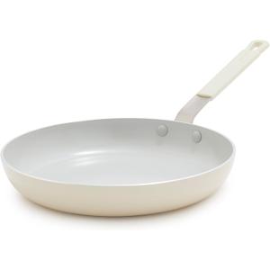 GreenPan x Bobby Flay 10" Nonstick Frying Pan Skillet, PFAS-Free Diamond Ceramic, Induction Suitable, Stay-Cool Silicone Handle, Easy Clean Dishwasher & Oven Safe, Egg & Omelet Pan, Cream