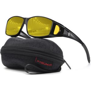 FAGUMA Night Vision Driving Glasses Fit Over Glasses Wrap Around Glasses for Men Women HD Anti Glare Yellow Lens