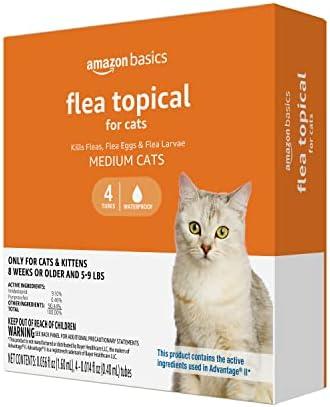 Amazon Basics PreventativeTopical Flea Treatment for Medium Cats (5-9 Pounds), 2 Count