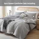 ROSGONIA Queen Comforter Set Grey, 3pcs Bedding Comforter Sets (1 Gray Comforter & 2 Pillowcases) All Season Soft Lightweight Bedspread Blanket Quilt