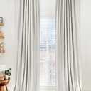 100% Blackout Shield Linen Blackout Curtains for Bedroom 96 Inches Long, Back Tab/Rod Pocket Living Room Drapes, Thermal Insulated Blackout Curtains 2 Panels Set, 50" W x 96" L, Beige