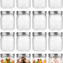 novelinks 8 oz Clear Plastic Mason Jars with Lids, 16 Pack Small Plastic Containers with Lids 8oz, Slime Containers with Lids & Spice Jars for Kitchen Organization (16 Pack,Silver)