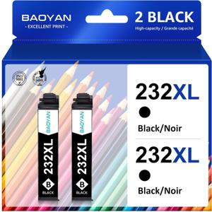 232XL T232 Ink Cartridges 2 Black Remanufactured for Epson 232XL Ink Cartridges Combo Pack for Expression Home XP-4200 XP-4205 Workforce WF-2930 WF-2950 XP4200 WF2950 (2 Black)