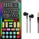 sktome Portable Voice Changer, 2rd Generation i9 Live Sound Card, Cool Lights Sound Board - Voice Disguiser/Modulator for PS4/PS5/Xbox One/PC/Phone/Laptops with Adjustable Voice Functions