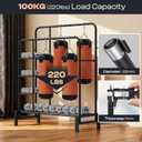 Clothes Rack for Hanging Clothes, Double Rods Clothing Rack with 3 Tier Storage Shelves, Multifunctional Heavy Duty Garment Rack for Bedroom, Laundry, Wardrobe Closet, Black