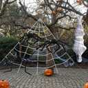 5 Pcs Halloween Hanging Corpse Outdoor Decorations 70 Inch Corpse Props with Spider Web and Black Plush Spiders Scary Giant Skeleton Party Supplies for Halloween Yard Haunted House