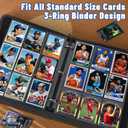Trading Card Binder Sleeves, Baseball Holder Fit for Standard Size Sport Cards, 3 Ring Binder (Black) (100PCS)