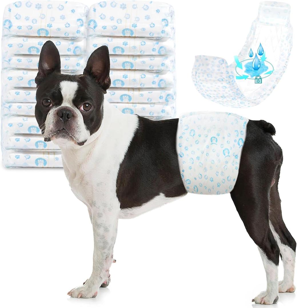 Dog Diapers Male 100Ct, Male Dog Diapers Disposable with Wetness Indicator, Adjustable Puppy Diapers, Super Absorbent & Breathable Male Dog Wraps, 360 ° Leak-Proof for Incontinence & Marking, M
