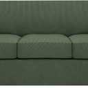 H.VERSAILTEX 4 Piece Stretch Sofa Covers for 3 Cushion Couch Covers for Living Room Furniture Slipcovers (Base Cover Plus 3 Seat Cushion Covers) Upgraded Thicker Jacquard Fabric (Sofa, Bronze Green) (Large)