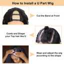 U Part Human Hair Wig Deep Wave 20 Inch 200% Density Brazilian Deep Wave U Part Wigs for Black Women 12A Full Head Clip in Half Wig Glueless No Leave Out Lace Front Wig 3X Longer Lifespan