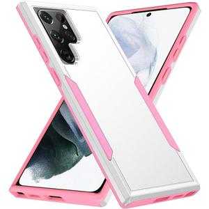 Case for Samsung Galaxy S22 Ultra(Not for S22&S22+) Heavy-Duty Shockproof Military-Grade Dual Layer Wireless Charging Support for Galaxy S22 Ultra 5G 6.8"(White/Pink)