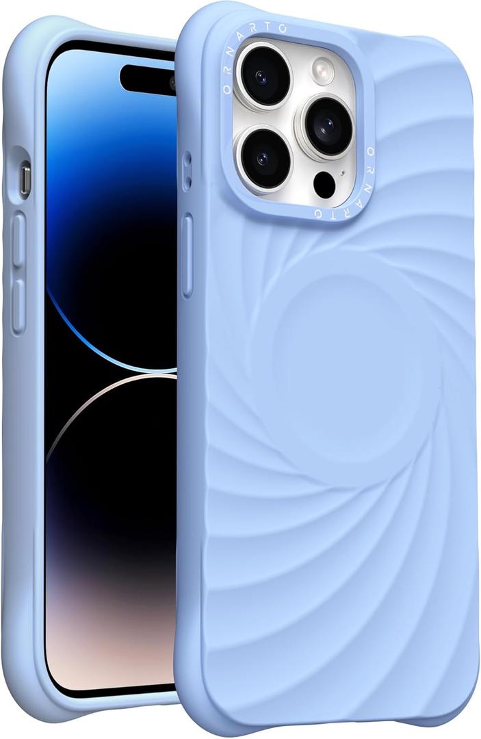ORNARTO Vortuxe for iPhone 14 Pro Max Case 6.7" | 2X MIL-STD Drop Protection | Compatible with MagSafe | Sleek Aesthetic Liquid Silicone Phone Cover - Sky Whisper