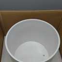 Mid Century Pot with Walnut Wood Stand - 12 inch Indoor Large Ceramic Planter for Plants, Flower, Small Tree with Drainage - Modern Wood Pots Holder - Walnut Wooden Legs - White