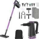 Steam Mop Cleaner for Hardwood Floor Cleaning, Hands-free Steamer Cleaner Handheld with 9-in-1 Multi-purpose Attachments for Bathroom, Windows, Sofas, Clothes, Tiles Grout (Purple-Grey)