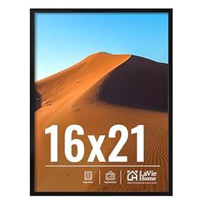 LaVie Home 16x21 Picture Frame for Wall Display, 16x21 Black Picture Frame with HD Plexiglas, 16 x 21 Poster Frame 1 Pack, Display Frame for Vertical or Horizontal, Classic Collection