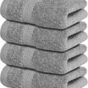Infinitee Xclusives Luxury Wash Cloths for Showering [13x13]  100% Cotton Washcloths [Pack of 4], Soft and Absorbent Face Towels for Bathroom Wash Clothes, Gym, and Spa (Charming Grey)