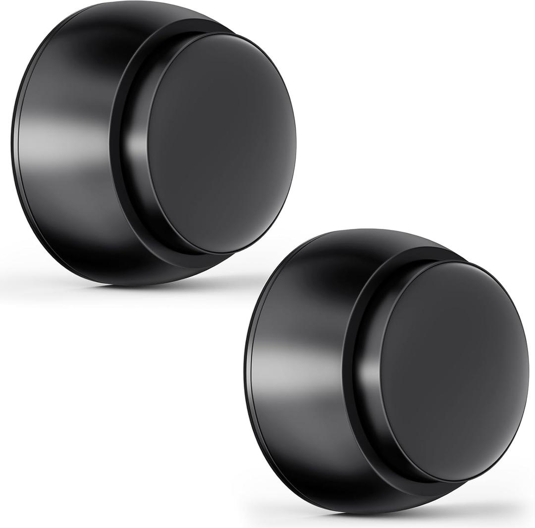 2PCS Door Stopper Wall Protector with Silicone Head, Aluminum Door Knob Wall Protector, Spring Shock Absorption Technology, 1.65" Door Stoppers for Wall, Adhesive Installation or with Screw (Black)