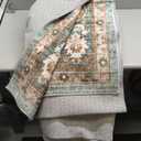 TOPRUUG Washable Oriental Area Rug - 12x12 Rugs for Living Room Soft Carpet for Bedroom Waterproof Floral Distressed Indoor Stain Resistant Non-Shedding Floor Carpets (Green, 12x12)