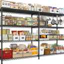 REIBII 72.8" W Storage Shelves Load 1500LBS, 4 Tier Metal Shelving Unit Wire Shelving for Storage Rack Heavy Duty Metal Shelves for Garage Pantry Kitchen, 17.7" D x 72.8" W x 59" H