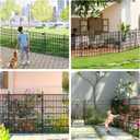 Toolterritary 5 Panels No Dig Garden Fence with Gate, 32 in(H) X12.1 ft(L) Metal Fence Panels, Thickened Rustproof Garden Fencing, Animal Barrier for Dogs, Rabbits, and Patio
