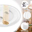 Bokon 50 Set Clear Charger Plates Bulk 13 Inch Beaded Plastic Charger Plates with Napkin Rings Acrylic Round Dinner Table Decorative Plates for Party Wedding Thanksgiving(Clear and Silver), Large