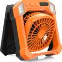 Camping Fan Battery Powered & Solar Powered, Portable Solar Fan 10000mAh Rechargeable Outdoor Fans with Light, Quiet Cordless Fans for Tent, RV, Emergency, Hiking, Power Outage, Desk, Survival Kit
