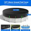 14ft Round Pool Cover for Above Ground Pools, 420D Tear & UV Resistant Solar Pool Cover, Triple Wind Protection with Pully Tensioner, Elastic Hem & Ground Nails, Snug Fit & Weatherproof