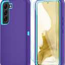 ONOLA Phone Case for Samsung Galaxy S22 Case with HD Screen Protector, Heavy Duty Shockproof & Dropproof 3-Layer Cover Phone Case for Galaxy S22 6.1'',PurpleSkyblue