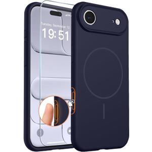comfeel for iPhone Air Case (Camera Control Cover) (Compatible with MagSafe) Full Camera Protection with Screen Protector, Silicone Shockproof Drop Protective Phone Case,Dark Blue