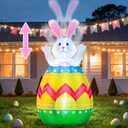 FunFanso 4 FT Inflatable Easter Bunny in The Egg Automatic Up and Down, Outdoor Blow Up Rabbit Yard Decorations Built-in LED Lights, Indoor Yard Party Lawn Garden Holiday Decor