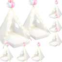 8 Pack Sleepover Tent for Girls Party, Teepee Tent for Kids Slumber Party Bulk with Light String, Air Mattress, Fitted Sheet, Washable Natural Cotton Toddler Teepee Indoor Outdoor(White)