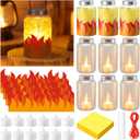 VIHOSE 12 Set Camping Lanterns Crafts with LED Candle Light DIY Fake Fire Camping Craft Kits Make Your Own Campfire Lanterns Decoration for Camp Party Home Party Favors