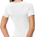 2 x MathCat Workout Shirts for Women, Workout Tops for Women Short Sleeve, Cross Hem Compression Shirts (White, XS)