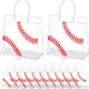 24Pcs Baseball Gift Bags, Baseball Goodie Bags with Handles Clear PVC Sport Theme Party Favor Bag for Team Competition Birthday Treat Snack Gifts