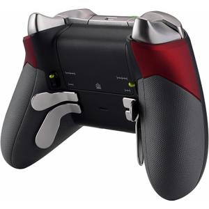 eXtremeRate Soft Touch Red Rubberized Right Left Side Rails, Replacement Rear Handle Grips, Back Panels Faceplates Kits for Xbox One Elite Controller (Model 1698)