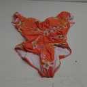 B2prity Women's One Piece Swimsuit Ruffle Cutout Bathing Suits Slimming Tummy Control V Neck Wrap Swimwear (X-Large, Orange Print)
