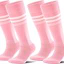 CS CELERSPORT 2/3 Pairs Soccer Softball Socks for Youth Kids, Men and Women Multi-sport Socks (Large, Pink (2 Pack)
